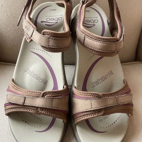 Abeo Goleta BIOSystem Sandals Brown Tan Leather Arch Support Shoes sz 11 M NWOT - Picture 4 of 5